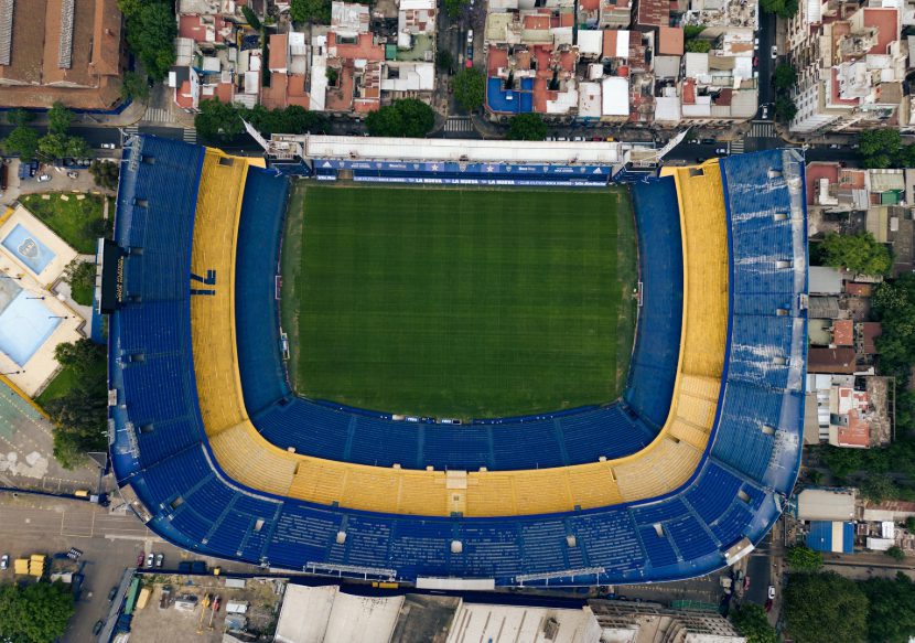 Boca Juniors stadium called La Bombonera, aerial view