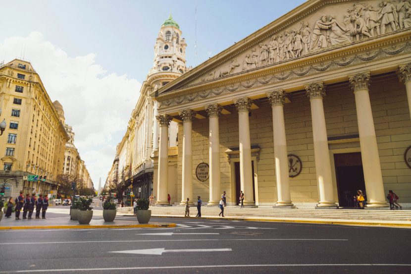 military building in city street of Buenos Aires