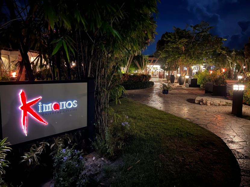 Beaches Turks and Caicos resort grounds between Caribbean Village and French Village, Japanese restaurant sign