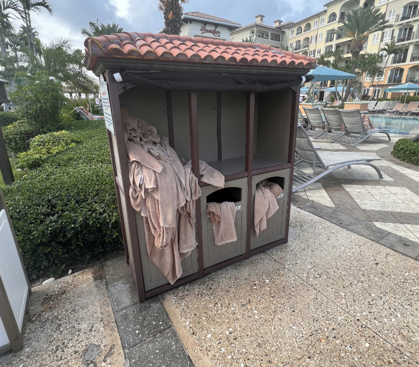 Dirty towel station holder at Beaches Turks and Caicos